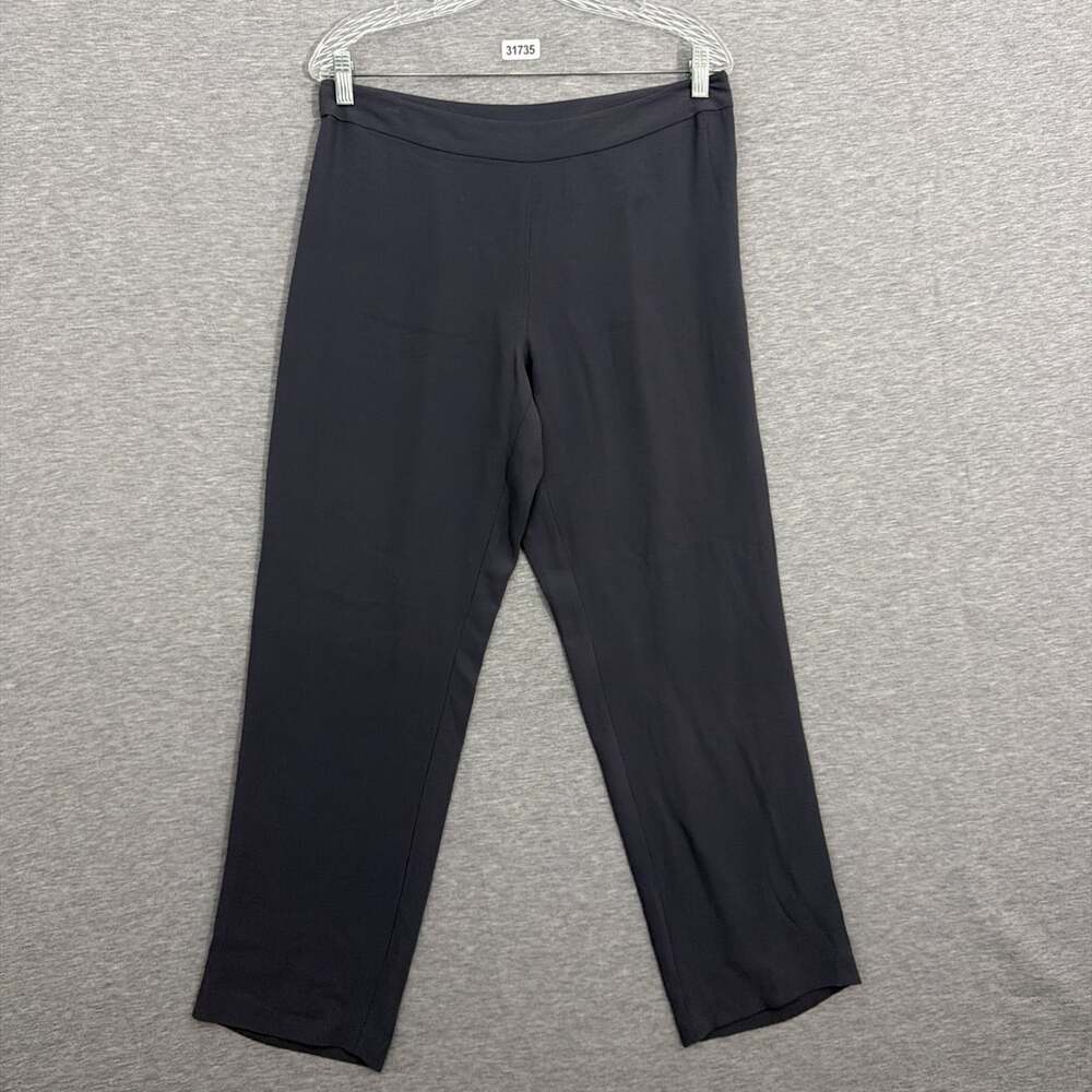 Eileen Fisher Womens Size Petite Medium Grey 100 Silk Cropped Straight Pants